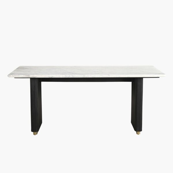 طاولة طعام 6 مقاعد بسطح من الرخام الأبيض من فابيو