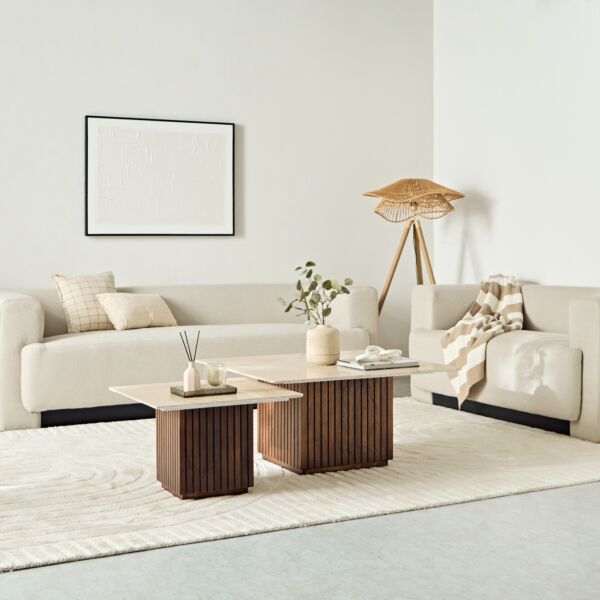 طقم طاولة قهوة مربعة فلوتد