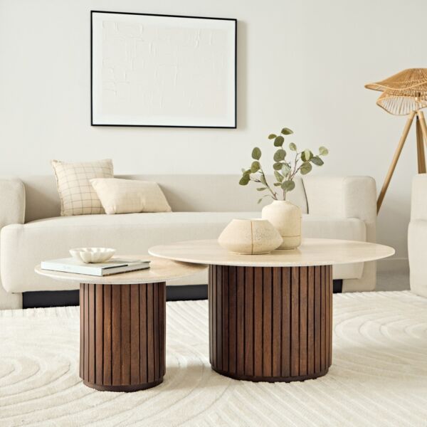 طقم طاولة قهوة مستديرة فلوتد