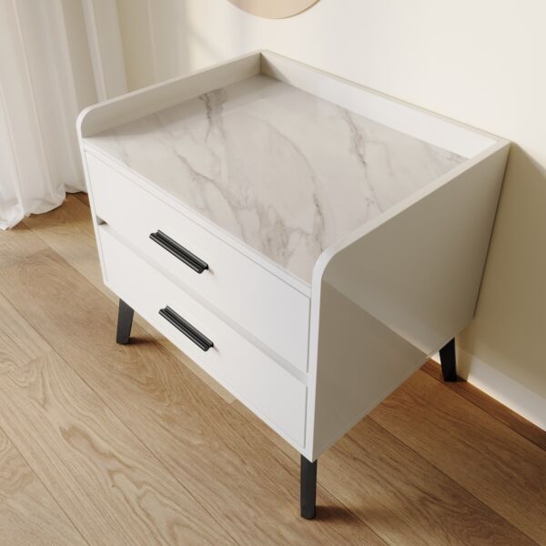 كومودينو بدرجين وسطح من الحجر الملبد من مارويل