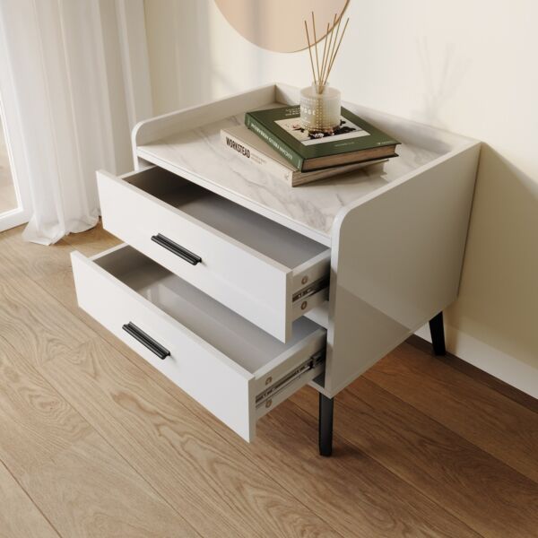 كومودينو بدرجين وسطح من الحجر الملبد من مارويل