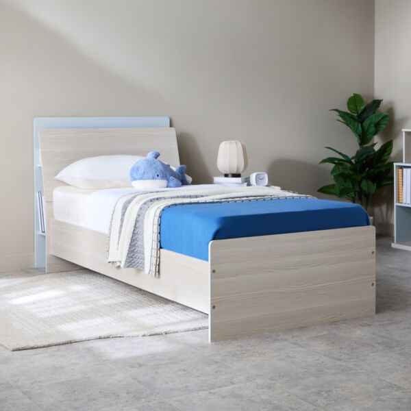 سرير فردي مع لوح رأسي بمساحة تخزين من سكاي - 90x200 سم