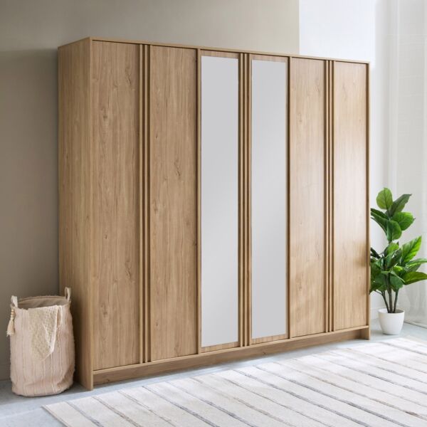 خزانة ملابس بـ6 أبواب و 2 أدراج ومرآة من داينستي