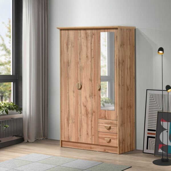 خزانة ملابس بـ 3 أبواب ودرجين ومرآة من كارنيشن