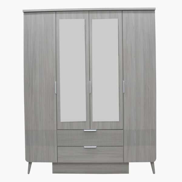 خزانة ملابس بـ 4 أبواب ودرجين ومرآة من إلمود