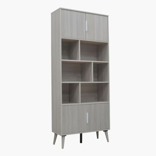 خزانة كتب بأربعة أبواب ورفوف من إلمود