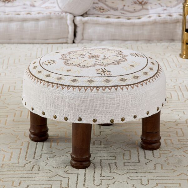 مقعد مستدير ميداليون مطرز من مهرجان زهرة - 40x15 سم