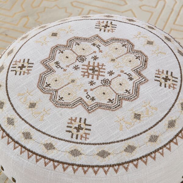 مقعد مستدير ميداليون مطرز من مهرجان زهرة - 40x15 سم