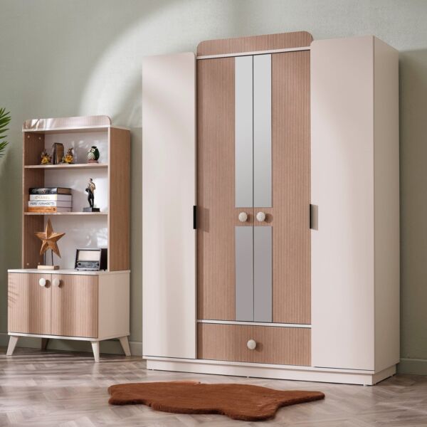 دولاب ملابس بـ4 أبواب بدرج ومرآتين من كينغسلاي