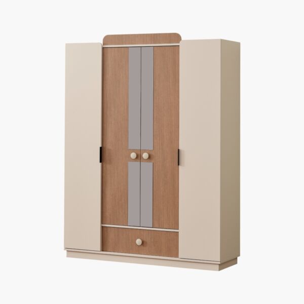 دولاب ملابس بـ4 أبواب بدرج ومرآتين من كينغسلاي