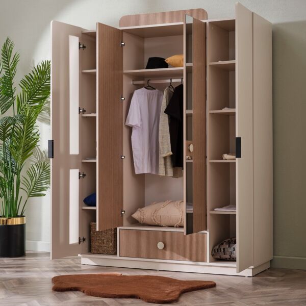 دولاب ملابس بـ4 أبواب بدرج ومرآتين من كينغسلاي