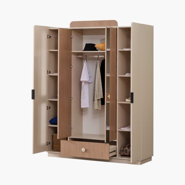 دولاب ملابس بـ4 أبواب بدرج ومرآتين من كينغسلاي