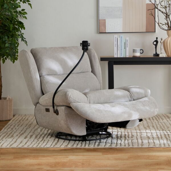 كرسي دوار مزود بوحدة تخزين بالأذرع وحامل شحن لاسلكي سريع من بليز باور