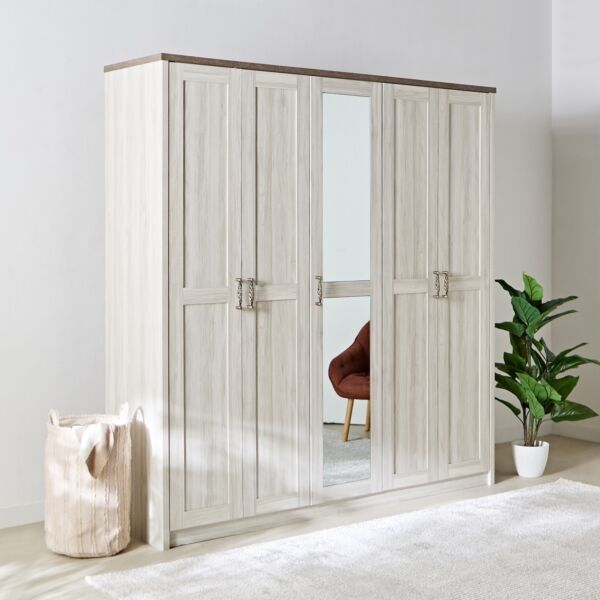 دولاب ملابس 5 أبواب بمرآة من أنجيليك