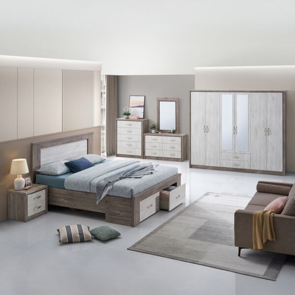 خزانة ملابس بـ 6 أبواب وأدراج و2 مرايا إنريكو