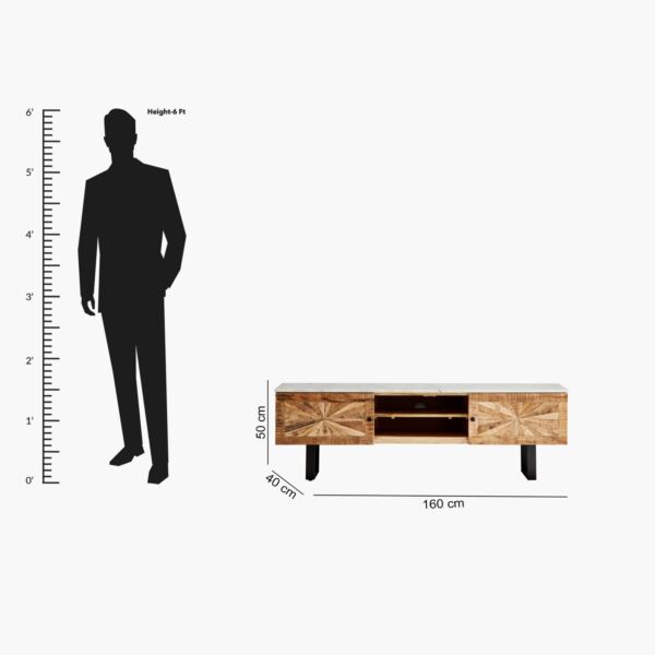 طاولة تلفزيون 160 سم خشب صلب سطح رخام اصلي 70 بوصة فلوريا