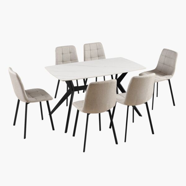 طقم طاولة طعام الحجر الملبد 6 مقاعد أديسا