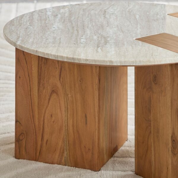 طاولة قهوة مستديرة بسطح رخام من سيول