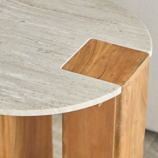 طاولة جانبية مستديرة بسطح رخامي من سيول