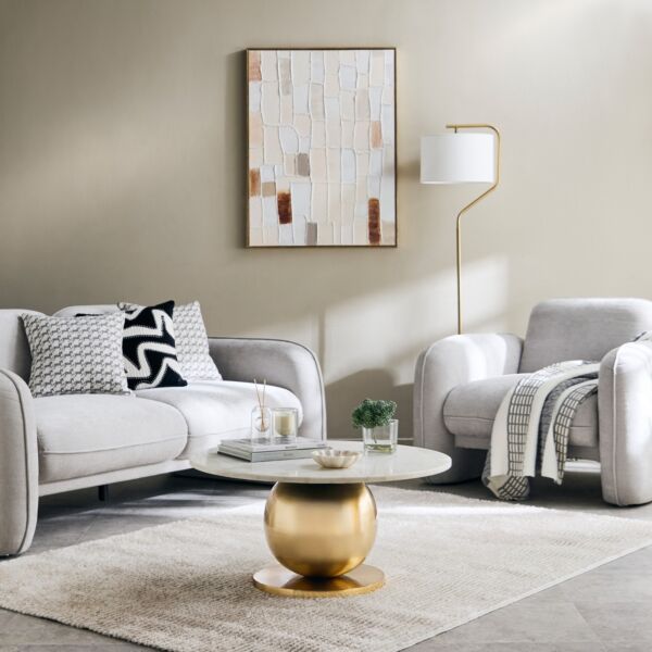 طاولة قهوة بسطح من الرخام الأصلي من كاسبيان