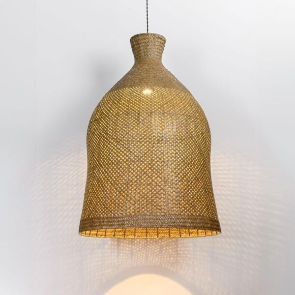 انارة معلقة رتان منحني 50 سم خشبي