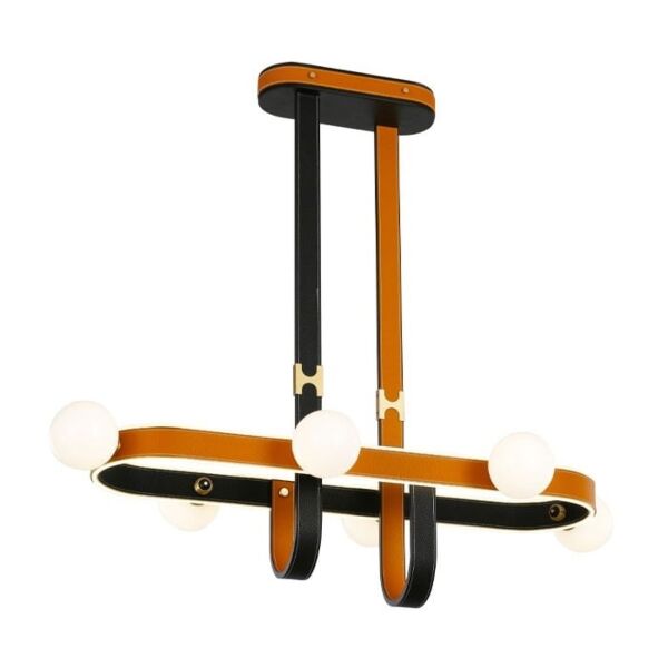 إنارة معلقة بار سبيرال جلد - برتقالي واسود