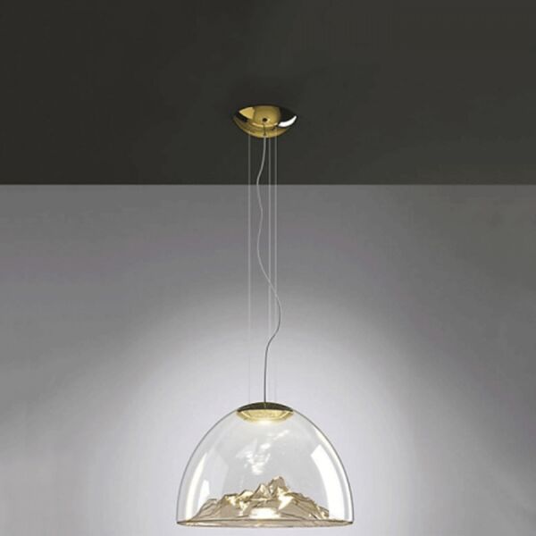 إنارة معلقة قبة وجبل 12 وات زجاج - ذهبي