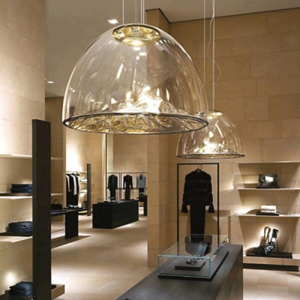 إنارة معلقة قبة وجبل 12 وات زجاج - ذهبي