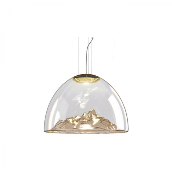 إنارة معلقة قبة وجبل 12 وات زجاج - ذهبي