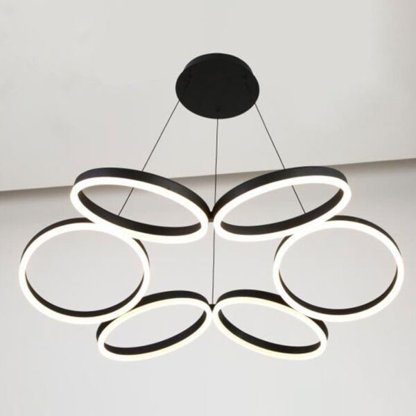 انارة معلقة 6 رينجات دائرية 80 واط - أسود