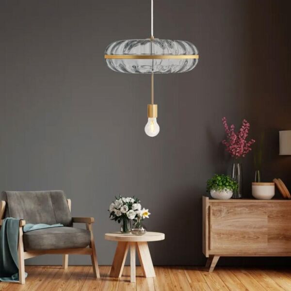 إنارة معلقة بمب دائري E27 لمة - ذهبي