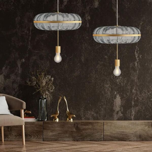 إنارة معلقة بمب دائري E27 لمة - ذهبي