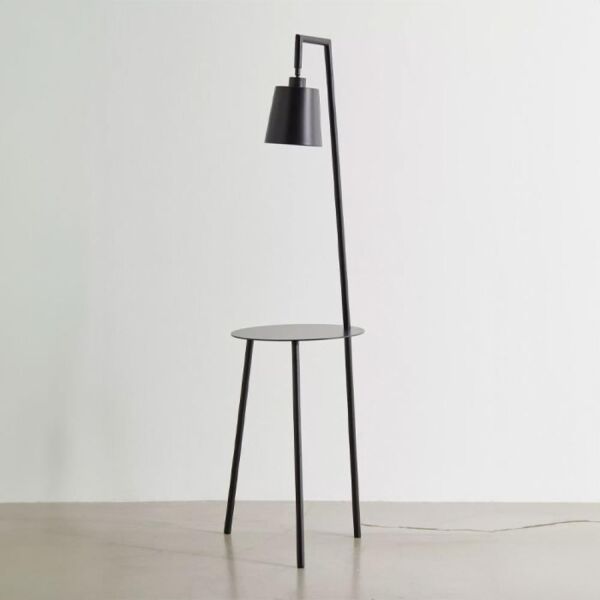 ابجورة ارضية فالون كشاف وطاولة - أسود