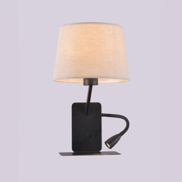 اضاءة جدارية فندقي دائري مع كشاف - أسود وبيج