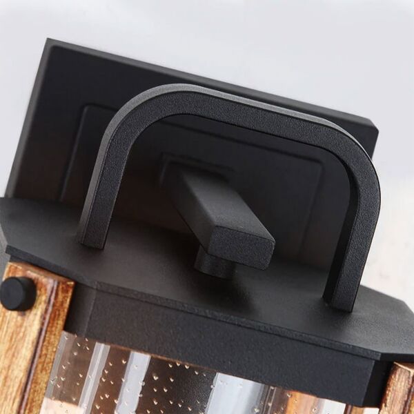 اضاءة جدارية خارجية سميكي - اسود وخشبي