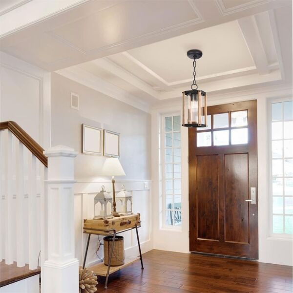 إنارة معلقة خارجية سميكي - اسود وخشبي