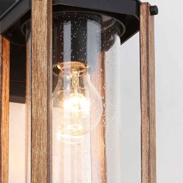 إنارة معلقة خارجية سميكي - اسود وخشبي
