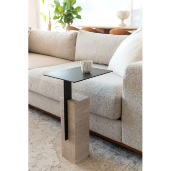 طاولة جانبية مانترا رخام ترافنتينو