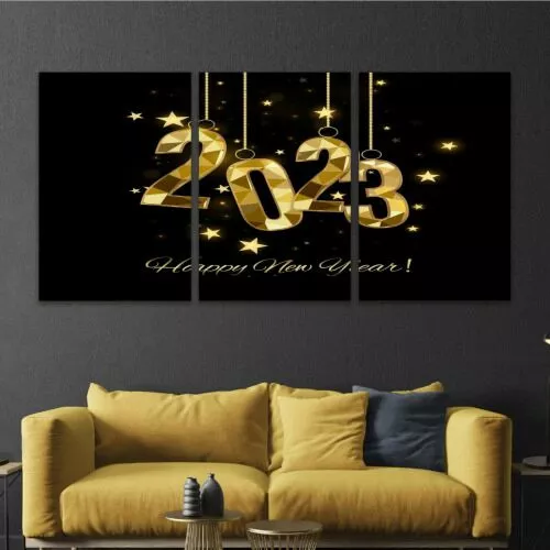 لوحة جدارية فنية بتصميم عصري 2023 - ثلاث قطع - مقاس 120x60 سم