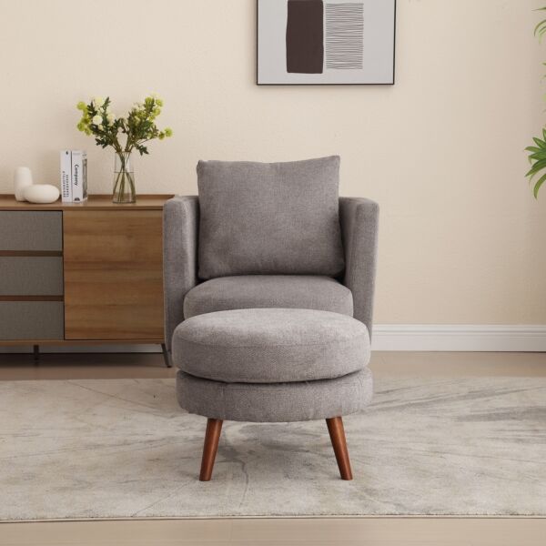 كرسي ومسند قدم كارلا - رمادي