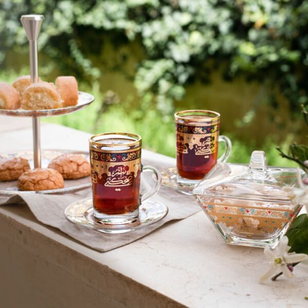 سكرية زجاج سرور مذهب قطعتين