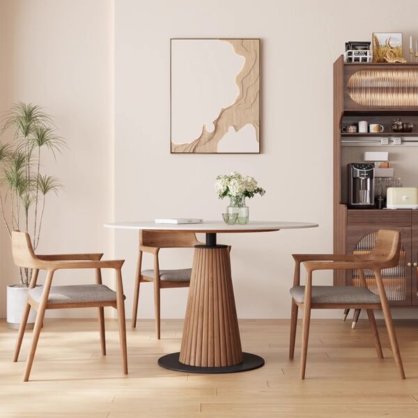 طاولة طعام جومانجي 6 أشخاص - أبيض بني وأسود