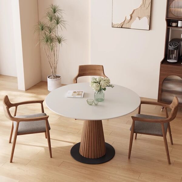 طاولة طعام جومانجي 6 أشخاص - أبيض بني وأسود