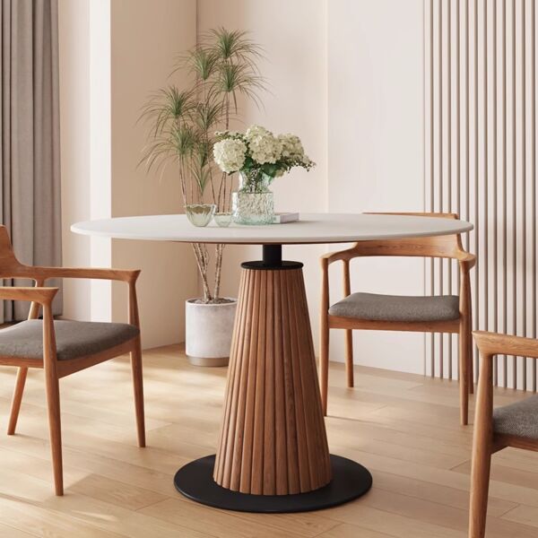 طاولة طعام جومانجي 6 أشخاص - أبيض بني وأسود