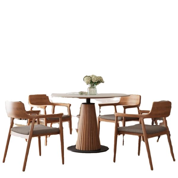 طاولة طعام جومانجي 6 أشخاص - أبيض بني وأسود