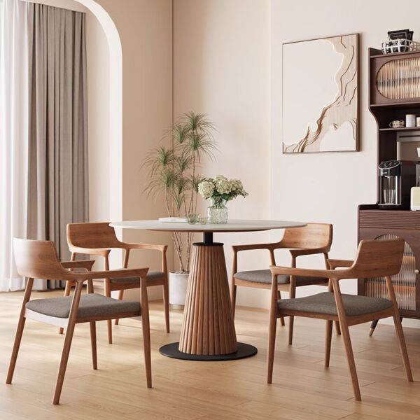 طاولة طعام جومانجي 6 أشخاص - أبيض بني وأسود