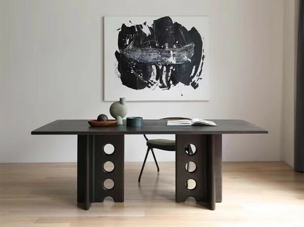 طاولة طعام خشب فوري 6 أشخاص - أسود