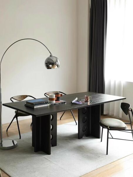 طاولة طعام خشب فوري 6 أشخاص - أسود