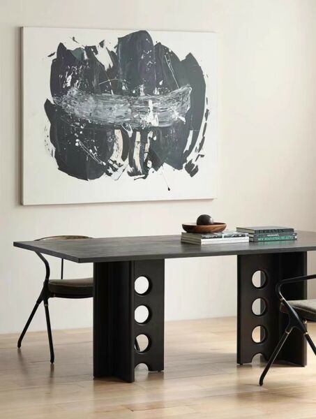 طاولة طعام خشب فوري 6 أشخاص - أسود