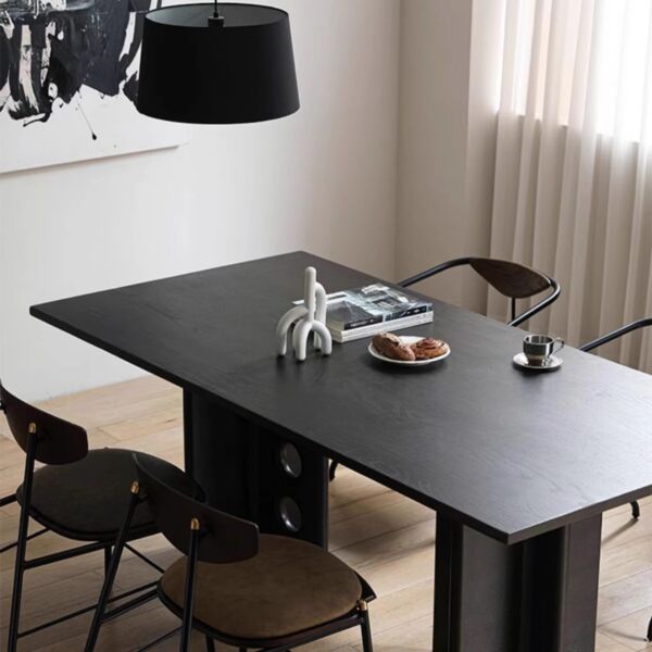 طاولة طعام خشب فوري 6 أشخاص - أسود